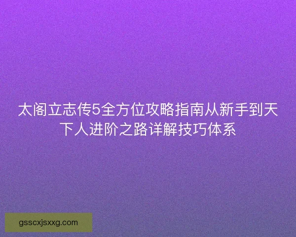 太阁立志传5全方位攻略指南从新手到天下人进阶之路详解技巧体系 太阁立志传5全方位攻略指南从新手到天下人进阶之路详解技巧体系