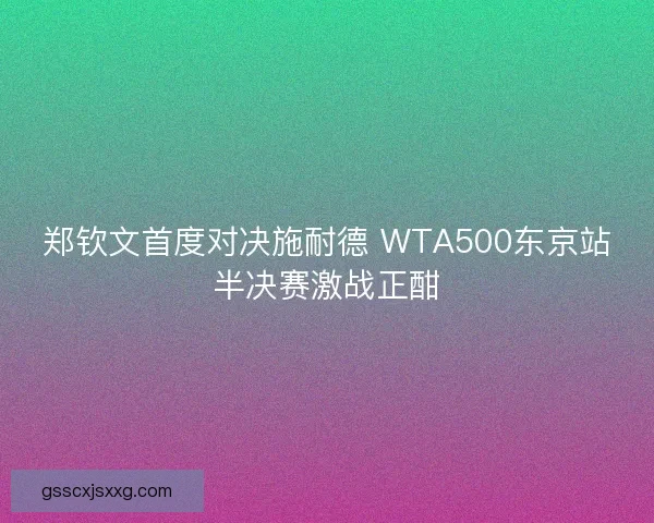 郑钦文首度对决施耐德 WTA500东京站半决赛激战正酣