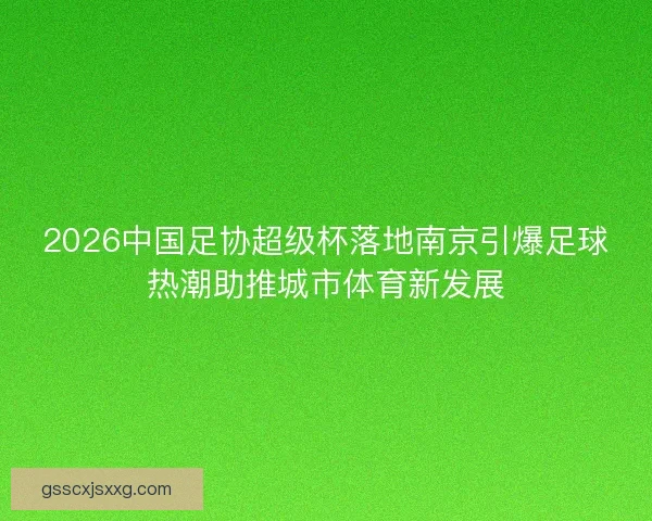2026中国足协超级杯落地南京引爆足球热潮助推城市体育新发展 2026中国足协超级杯落地南京引爆足球热潮助推城市体育新发展