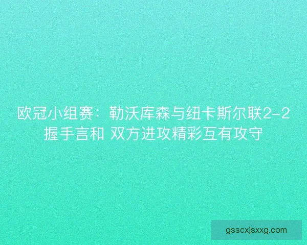 欧冠小组赛:勒沃库森与纽卡斯尔联2-2握手言和 双方进攻精彩互有攻守 欧冠小组赛:勒沃库森与纽卡斯尔联2-2握手言和 双方进攻精彩互有攻守