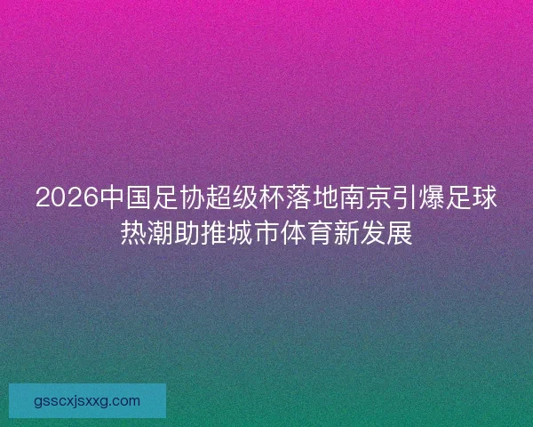 2026中国足协超级杯落地南京引爆足球热潮助推城市体育新发展