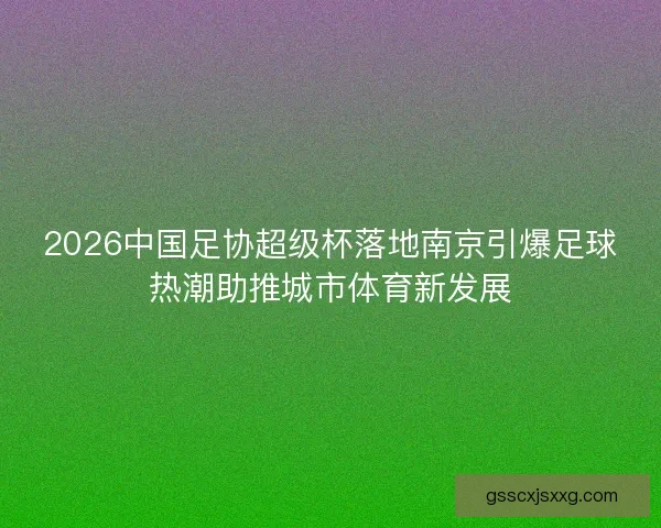 2026中国足协超级杯落地南京引爆足球热潮助推城市体育新发展
