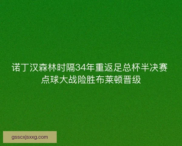 诺丁汉森林时隔34年重返足总杯半决赛 点球大战险胜布莱顿晋级